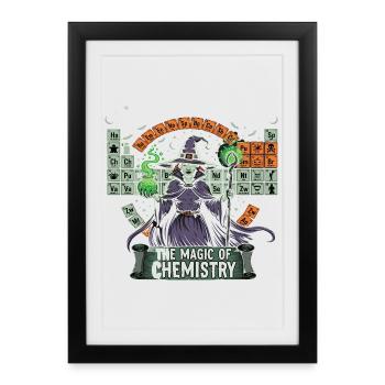Sorcière avec potions et tableau périodique - Affiche encadrée (27 × 37 cm) - noir - Devant