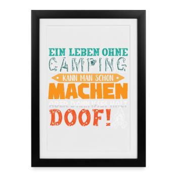 Camper Camping Caravan Saying - Framed poster (27 × 37 cm) - black - Front