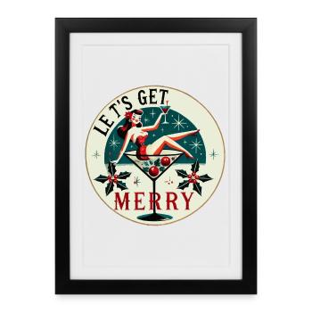 Design de cocktail pin-up festif - Affiche encadrée (27 × 37 cm) - noir - Devant