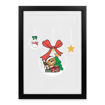 Beaver Christmas Snow Globe Beaver - Framed poster (27 × 37 cm) - black - Front