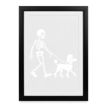 Skeleton Walking Dog Spooky Halloween Pet - Framed poster (27 × 37 cm) - black - Front