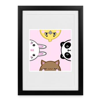 Cute Animals - Framed poster (27 × 37 cm) - black - Front