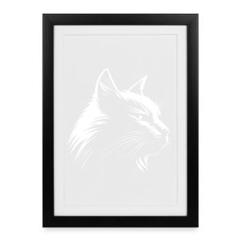 Cat white :-) - Framed poster (27 × 37 cm) - black - Front