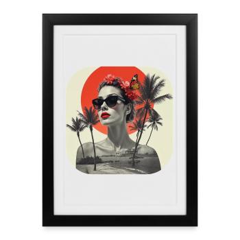 Collage de t-shirts rétro - Affiche encadrée (27 × 37 cm) - noir - Devant