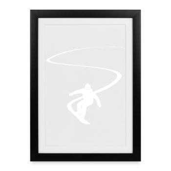 Snowboarder Slalom Deep Snow Downhill Snowboard - Framed poster (27 × 37 cm) - black - Front