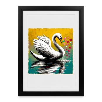 cygne - Affiche encadrée (27 × 37 cm) - noir - Devant