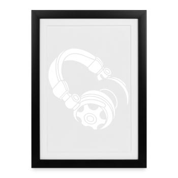 Headphone Silhouette: DJ & Music Vibes - Framed poster (27 × 37 cm) - black - Front