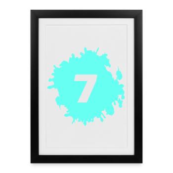 Éclaboussure cyan numéro 7 - Affiche encadrée (27 × 37 cm) - noir - Devant