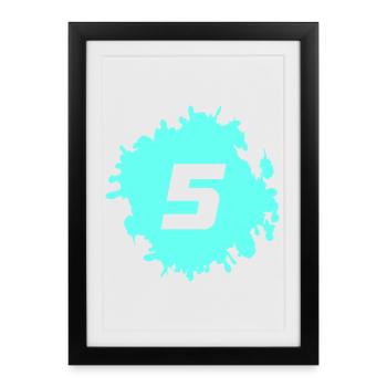 Numéro cinq en Color Splash - Affiche encadrée (27 × 37 cm) - noir - Devant