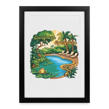 Ecosystem vs Egosystem Design Humour Environnement - Affiche encadrée (27 × 37 cm) - noir - Devant