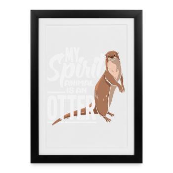 Sea Otter Cartoon Ghost Animal - Framed poster (27 × 37 cm) - black - Front