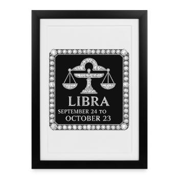 Signe du zodiaque Balance - Affiche encadrée (27 × 37 cm) - noir - Devant