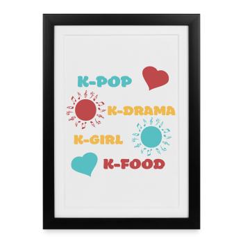 K-pop k-drama 3 couleurs custom - Affiche encadrée (27 × 37 cm) - noir - Devant