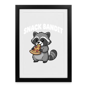 Snack Bandit Raton laveur - Affiche encadrée (27 × 37 cm) - noir - Devant