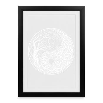 Symbole Yin Yang Arbre de Vie Tai - Affiche encadrée (27 × 37 cm) - noir - Devant