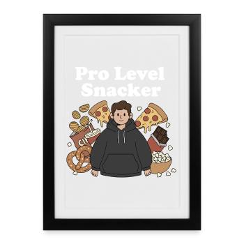 Motif de grignotage de niveau professionnel - Affiche encadrée (27 × 37 cm) - noir - Devant
