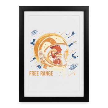 Space chicken in astronaut helmet - Framed poster (27 × 37 cm) - black - Front