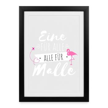 Un pour tous Flamingo Print - Affiche encadrée (27 × 37 cm) - noir - Devant