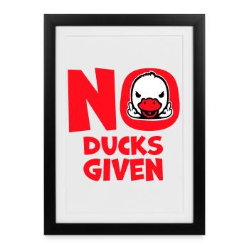 Goose No Ducks Given Middle Finger Naughty Duck Cool - Framed poster (27 × 37 cm) - black - Front