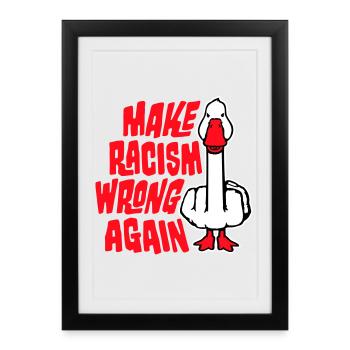 Goose Make Racism Wrong Again Militant du Majeur - Affiche encadrée (27 × 37 cm) - noir - Devant