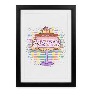 Gâteau - Affiche encadrée (27 × 37 cm) - noir - Devant