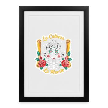 Day of Dead Sugar Skull Süß Geschenk Weihnachten - Gerahmtes Poster (27 × 37 cm) - Schwarz - Vorne