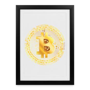 Bitcoin Gold Ring - Framed poster (27 × 37 cm) - black - Front