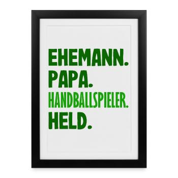 Handball Joueurs Handball Handball Cadeaux - Affiche encadrée (27 × 37 cm) - noir - Devant