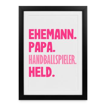 Handball Joueurs Handball Handball Cadeaux - Affiche encadrée (27 × 37 cm) - noir - Devant