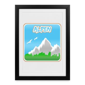 Alpinisme Alpes - Affiche encadrée (27 × 37 cm) - noir - Devant