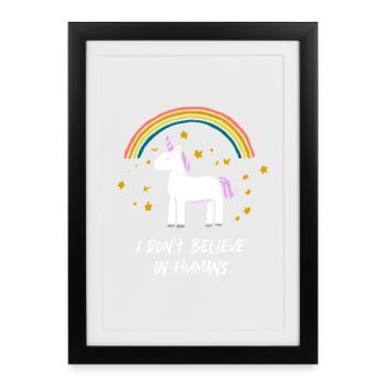 Je ne crois pas aux gens licorne - Affiche encadrée (27 × 37 cm) - noir - Devant