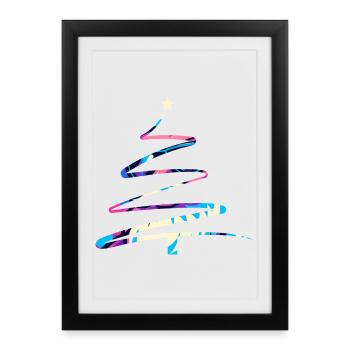 Christmas Tree One-Line Design – Modern & Colorful - Framed poster (27 × 37 cm) - black - Front