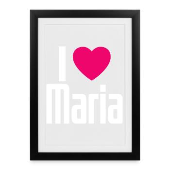 J’aime Maria Coeur rose J’aime Maria - Affiche encadrée (27 × 37 cm) - noir - Devant