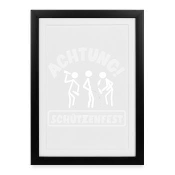 Attention Schützenverein Lustiger Schützenfest - Framed poster (27 × 37 cm) - black - Front