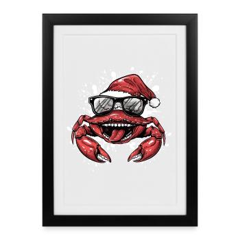 Crabe Crabe Noël Drôle - Affiche encadrée (27 × 37 cm) - noir - Devant