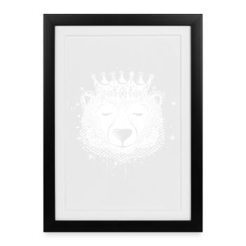 Ours polaire majestueux avec couronne – symbole de tranquillité - Affiche encadrée (27 × 37 cm) - noir - Devant