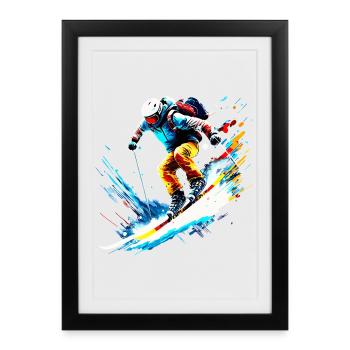 Skier - Framed poster (27 × 37 cm) - black - Front