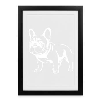 Bouledogue Français Chien Chiot Chien Bébé - Affiche encadrée (27 × 37 cm) - noir - Devant