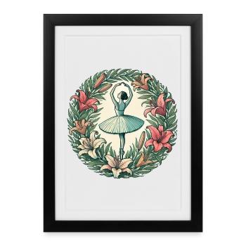 Floral Circle Ballerina Dance - Framed poster (27 × 37 cm) - black - Front