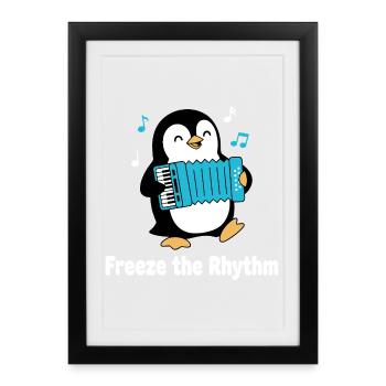 Pingouin à l’accordéon - Affiche encadrée (27 × 37 cm) - noir - Devant