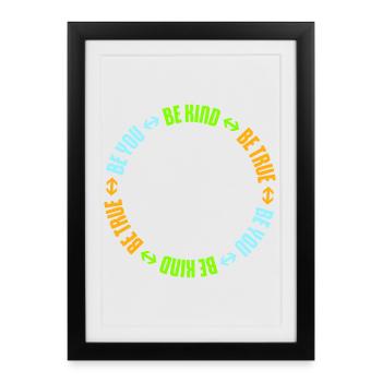 Sois gentil, sois sincère, sois toi-même, un amour de soi inspirant - Affiche encadrée (27 × 37 cm) - noir - Devant