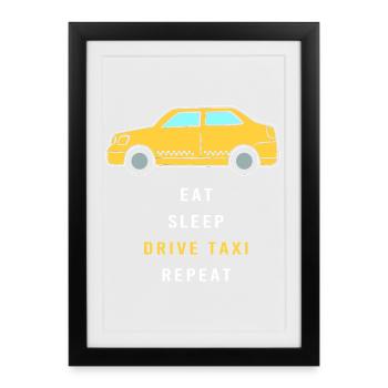 Chauffeur de taxi Taxi - Affiche encadrée (27 × 37 cm) - noir - Devant