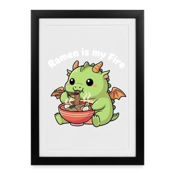 Ramenfeuer Drache – Noodles with Fire - Framed poster (27 × 37 cm) - black - Front