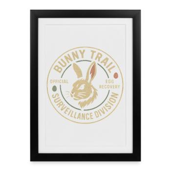 Département de surveillance du Sentier du Lapin Pâques drôle - Affiche encadrée (27 × 37 cm) - noir - Devant