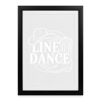 Sketch de bateau western en ligne de danse - Affiche encadrée (27 × 37 cm) - noir - Devant