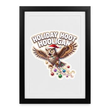 Célébration du Hibou de Noël - Affiche encadrée (27 × 37 cm) - noir - Devant