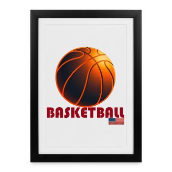 Orange Basketball America - Framed poster (27 × 37 cm) - black - Front