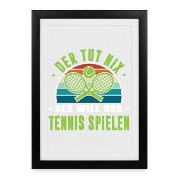 Joueur de tennis offre des tenues de paroles de tennis - Affiche encadrée (27 × 37 cm) - noir - Devant