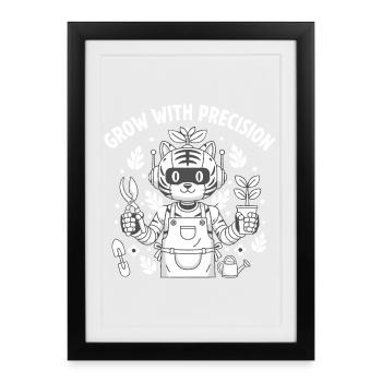 Jardinier Robot Chats Jardinier - Affiche encadrée (27 × 37 cm) - noir - Devant