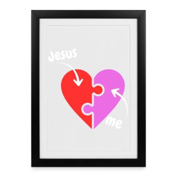 Jesus and me puzzle Heart - Christian - Framed poster (27 × 37 cm) - black - Front